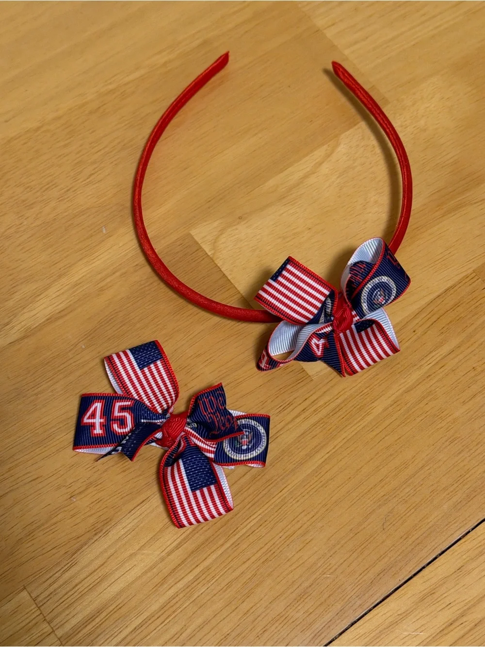 Trump Kids Ribbon Hair Bow and Headband Set